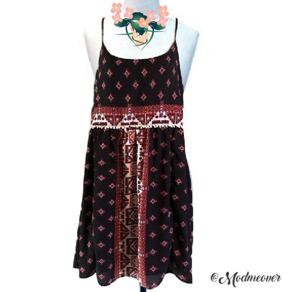 Coco & Jameson Tribal Print Slip Dress ~ Boho Hippie Gypsy Vibes ~ NEW CONDITION